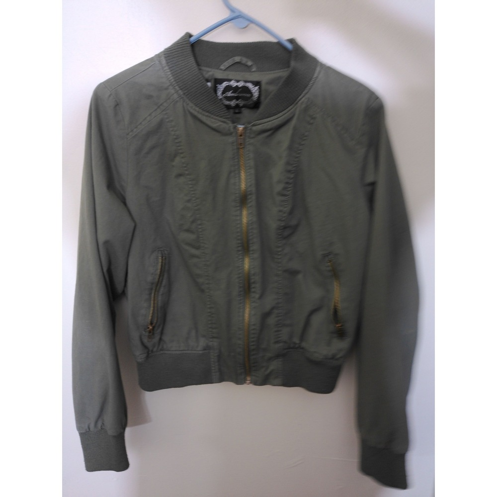 Ambience Bomber Jacket Mens L Olive Green Vtg Inspo Utility Streetwear Zip Up